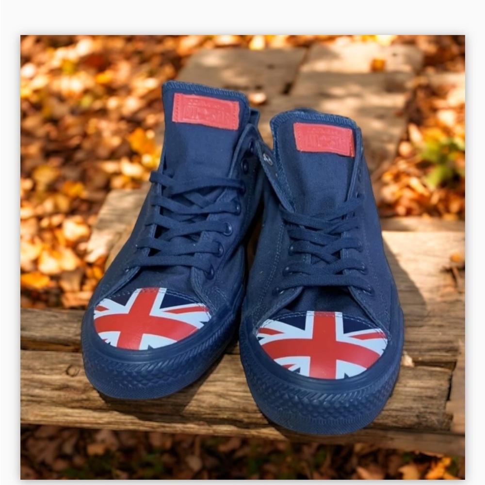 RARE-Converse ChuckTaylor AllStar OX Flag Toe UK🇬🇧 Core- Punk- EUC 8.5-blue-red